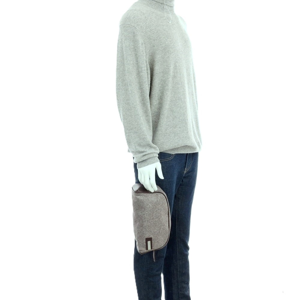 【中古】アルマーニ コレッツォーニ ARMANI COLLEZIONI ポリエステル×レザー セカンドバッグ グレーxパープル【 状態ランクB 】【 メンズ 】