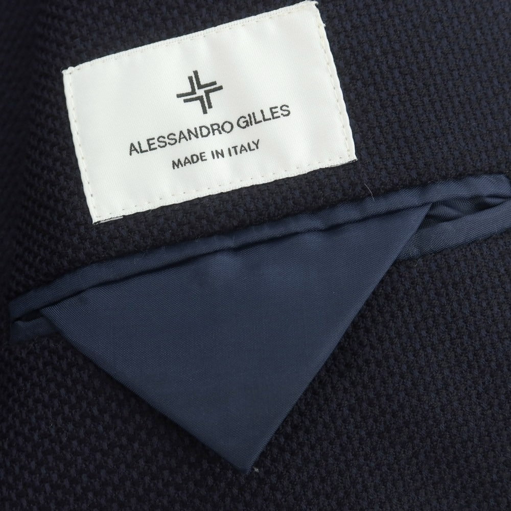 【中古】アレッサンドロジレス ALESSANDRO GILLES ウール テーラードジャケット ネイビー【 46 】【 状態ランクB 】【 メンズ 】