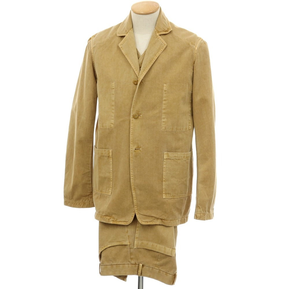 【中古】プライベートホワイト Private White V.C. コットン 3つボタンスーツ ベージュ【サイズ上S/下30】【 状態ランクB 】【 メンズ 】