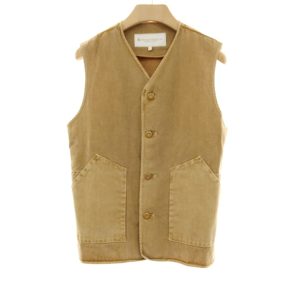 【中古】プライベートホワイト Private White V.C. コットン 3つボタンスーツ ベージュ【サイズ上S/下30】【 状態ランクB 】【 メンズ 】