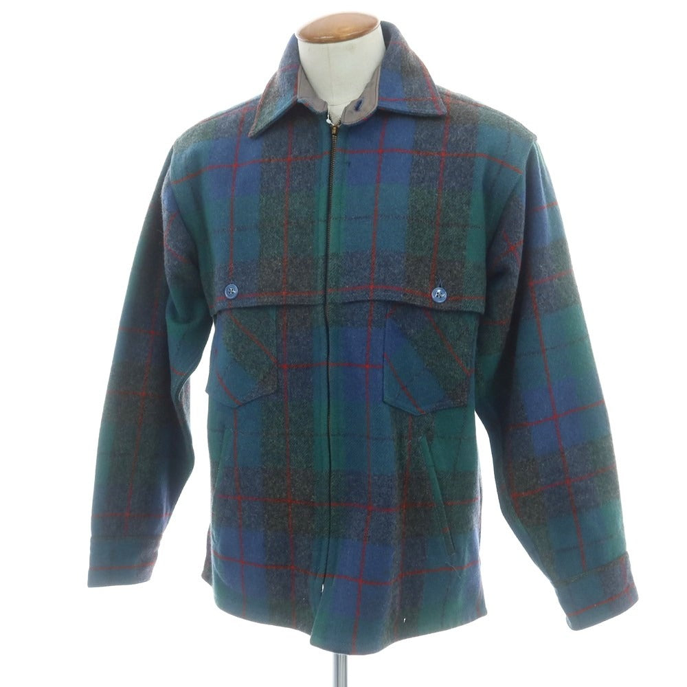【中古】ジョンソンウーレンミルズ Johnson Woolen Mills チェックウールブルゾン グリーン【 16 】【 状態ランクC 】【 メンズ 】