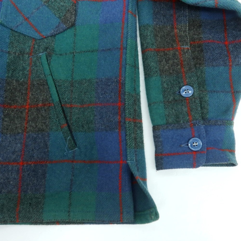 【中古】ジョンソンウーレンミルズ Johnson Woolen Mills チェックウールブルゾン グリーン【 16 】【 状態ランクC 】【 メンズ 】