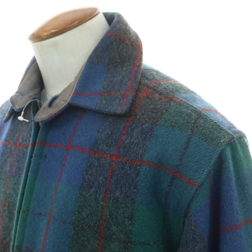 【中古】ジョンソンウーレンミルズ Johnson Woolen Mills チェックウールブルゾン グリーン【 16 】【 状態ランクC 】【 メンズ 】