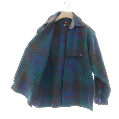 【中古】ジョンソンウーレンミルズ Johnson Woolen Mills チェックウールブルゾン グリーン【 16 】【 状態ランクC 】【 メンズ 】