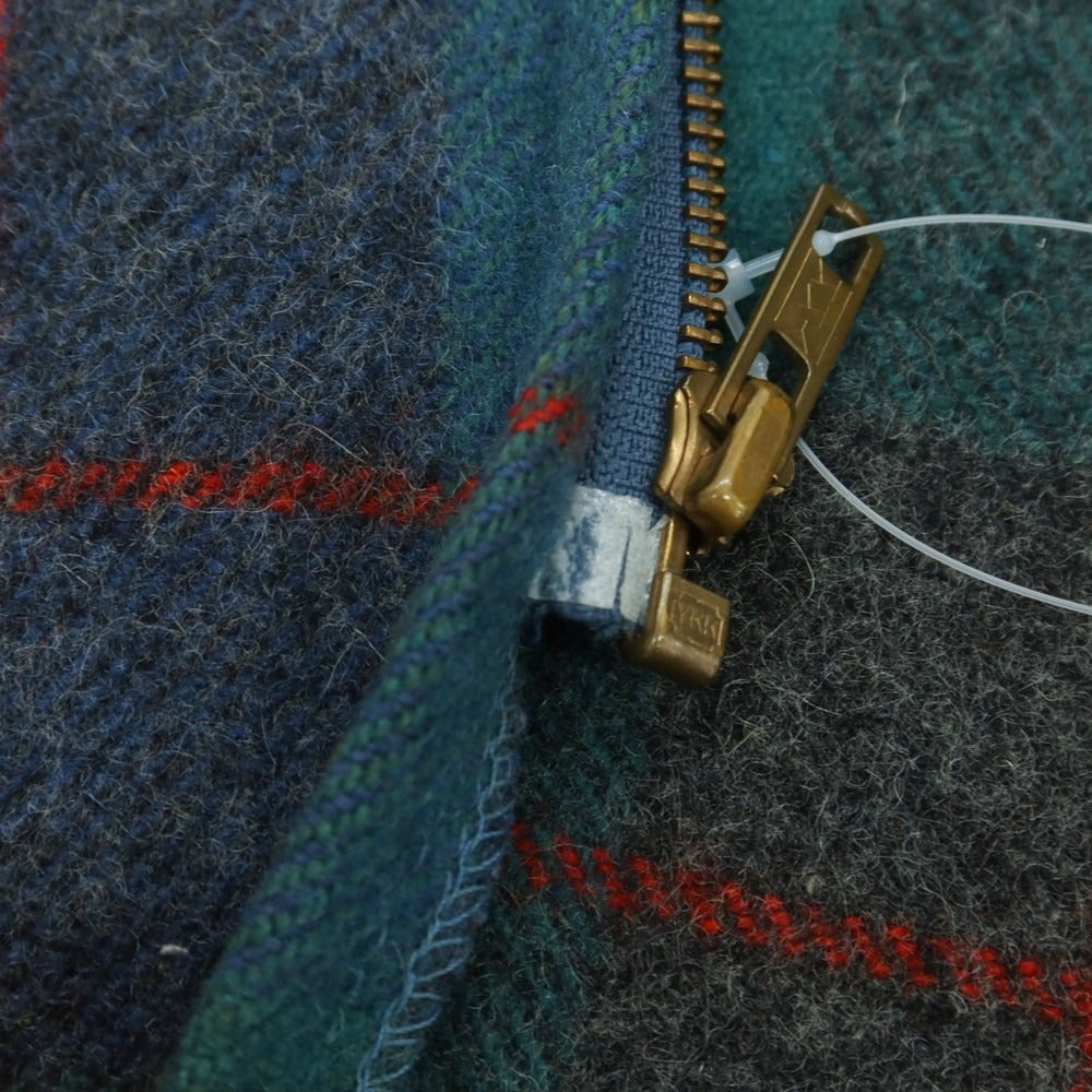 【中古】ジョンソンウーレンミルズ Johnson Woolen Mills チェックウールブルゾン グリーン【 16 】【 状態ランクC 】【 メンズ 】