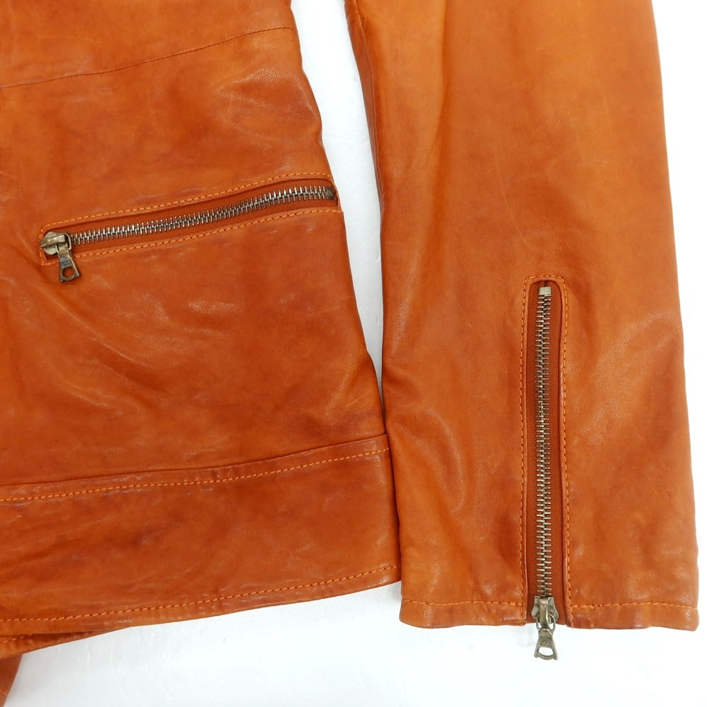 【中古】ブルーワーク トゥモローランド BLUE WORK TOMORROWLAND ラムレザー レザーブルゾン オレンジブラウン【 2 】【 状態ランクB 】【 メンズ 】