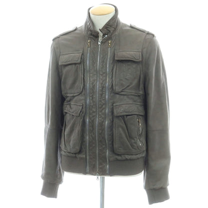 【中古】ニールバレット NEIL BARRETT レザー レザーブルゾン グレイッシュカーキ【 S 】【 状態ランクD 】【 メンズ 】