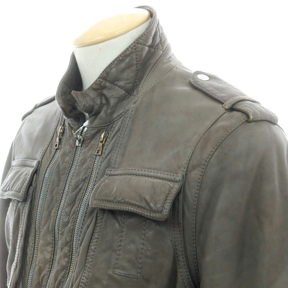 【中古】ニールバレット NEIL BARRETT レザー レザーブルゾン グレイッシュカーキ【 S 】【 状態ランクD 】【 メンズ 】