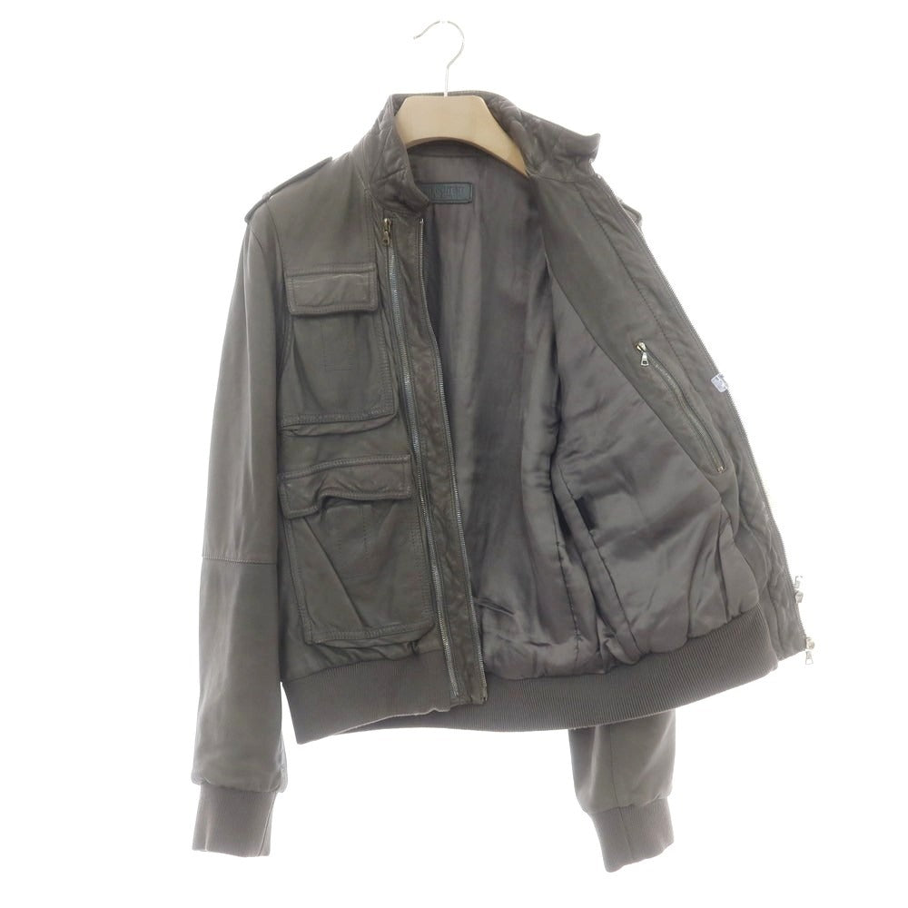 【中古】ニールバレット NEIL BARRETT レザー レザーブルゾン グレイッシュカーキ【 S 】【 状態ランクD 】【 メンズ 】