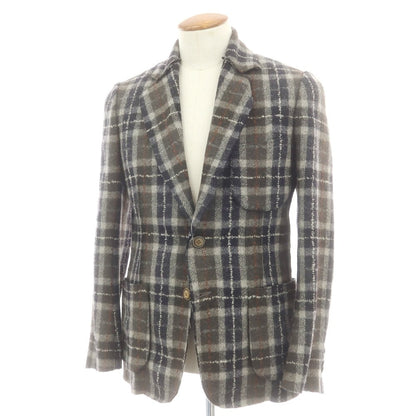 【中古】サルトリアイプシロン SartoriaYpsilon ウール チェック カジュアルジャケット カーキ×ブラック系【 48 】【 状態ランクB 】【 メンズ 】