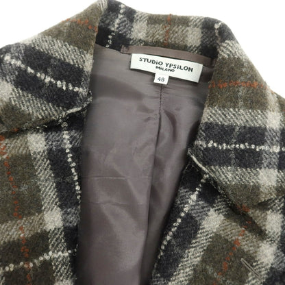 【中古】サルトリアイプシロン SartoriaYpsilon ウール チェック カジュアルジャケット カーキ×ブラック系【 48 】【 状態ランクB 】【 メンズ 】