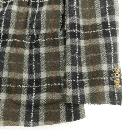 【中古】サルトリアイプシロン SartoriaYpsilon ウール チェック カジュアルジャケット カーキ×ブラック系【 48 】【 状態ランクB 】【 メンズ 】