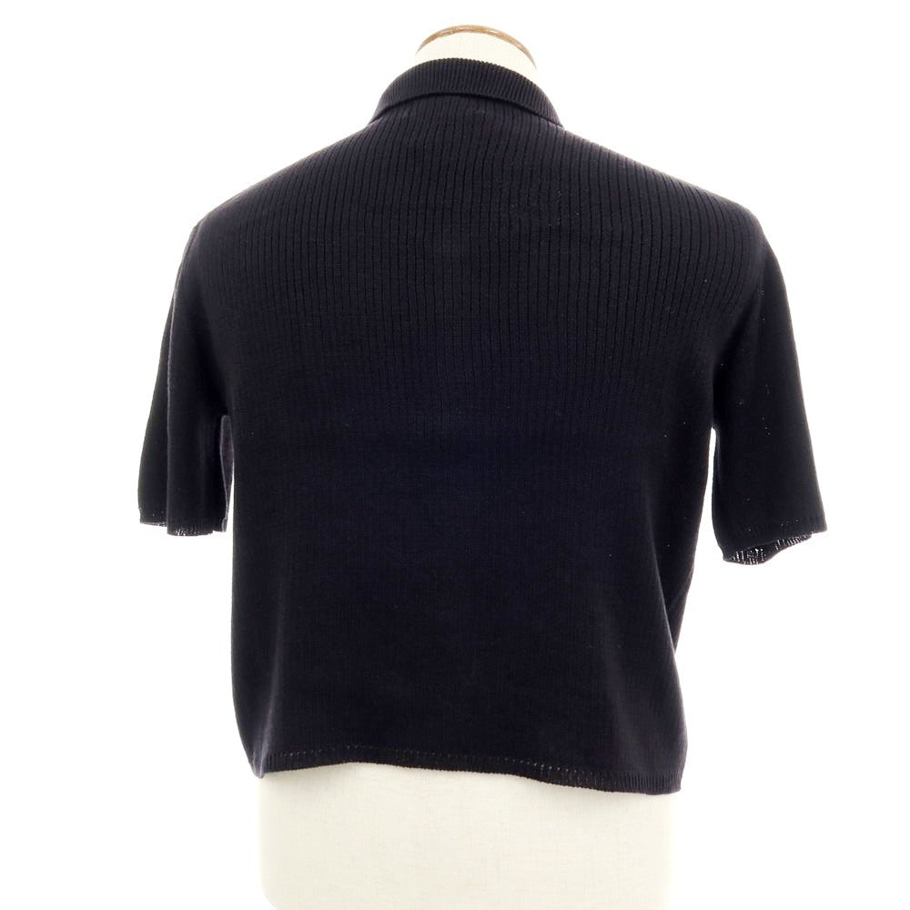 【中古】ヨウジヤマモトプールオム Yohji Yamamoto POUR HOMME コットン ニット 襟付き 半袖 カーディガン ブラック【 M 】【 状態ランクB 】【 メンズ 】