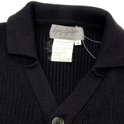 【中古】ヨウジヤマモトプールオム Yohji Yamamoto POUR HOMME コットン ニット 襟付き 半袖 カーディガン ブラック【 M 】【 状態ランクB 】【 メンズ 】