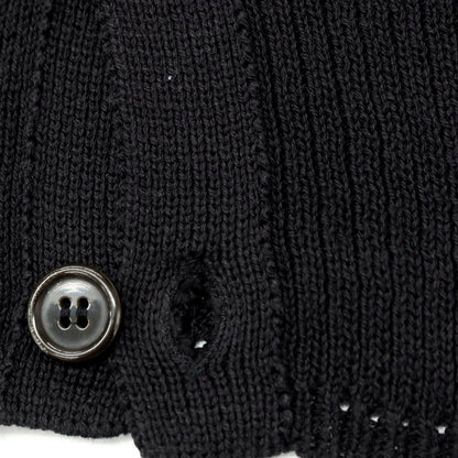 【中古】ヨウジヤマモトプールオム Yohji Yamamoto POUR HOMME コットン ニット 襟付き 半袖 カーディガン ブラック【 M 】【 状態ランクB 】【 メンズ 】