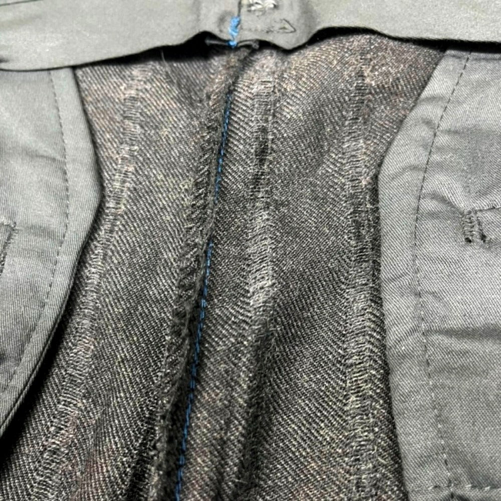 【中古】ヨウジヤマモトプールオム Yohji Yamamoto POUR HOMME ウールシルク ストライプ ドレススラックスパンツ チャコール【サイズS】【 状態ランクB 】【 メンズ 】 [CPD]
