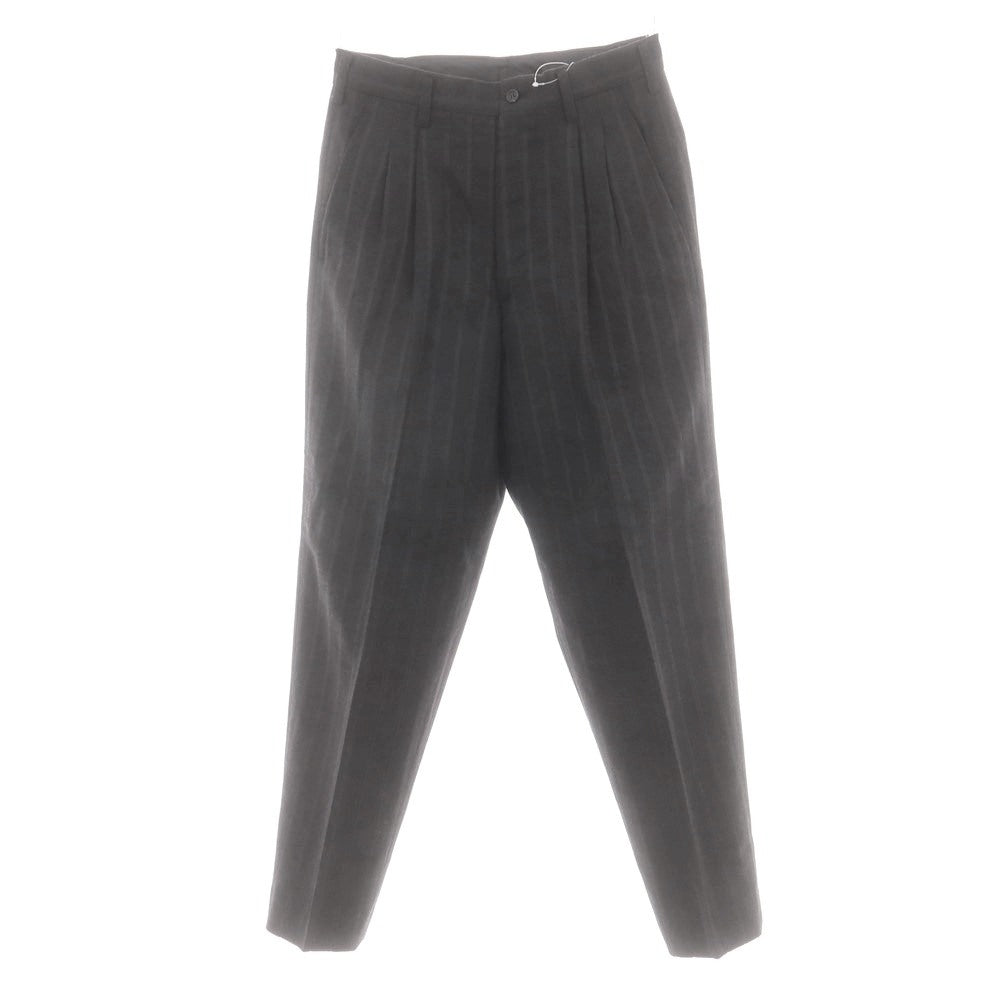 【中古】ヨウジヤマモトプールオム Yohji Yamamoto POUR HOMME ウールシルク ストライプ ドレススラックスパンツ チャコール【サイズS】【 状態ランクB 】【 メンズ 】 [CPD]