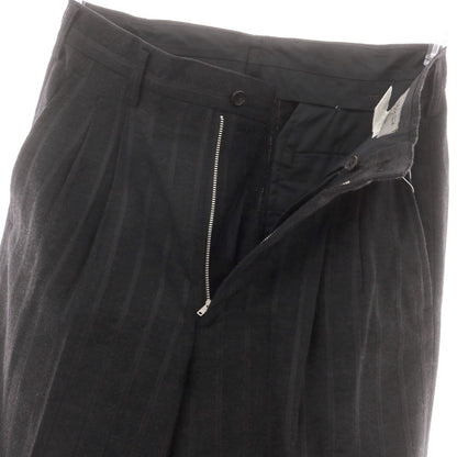 【中古】ヨウジヤマモトプールオム Yohji Yamamoto POUR HOMME ウールシルク ストライプ ドレススラックスパンツ チャコール【サイズS】【 状態ランクB 】【 メンズ 】 [CPD]