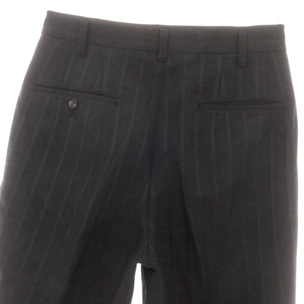 【中古】ヨウジヤマモトプールオム Yohji Yamamoto POUR HOMME ウールシルク ストライプ ドレススラックスパンツ チャコール【サイズS】【 状態ランクB 】【 メンズ 】 [CPD]