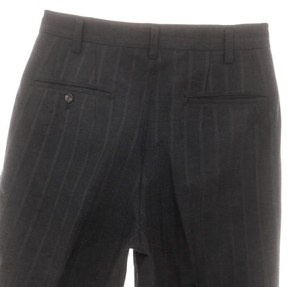 【中古】ヨウジヤマモトプールオム Yohji Yamamoto POUR HOMME ウールシルク ストライプ ドレススラックスパンツ チャコール【サイズS】【 状態ランクB 】【 メンズ 】 [CPD]