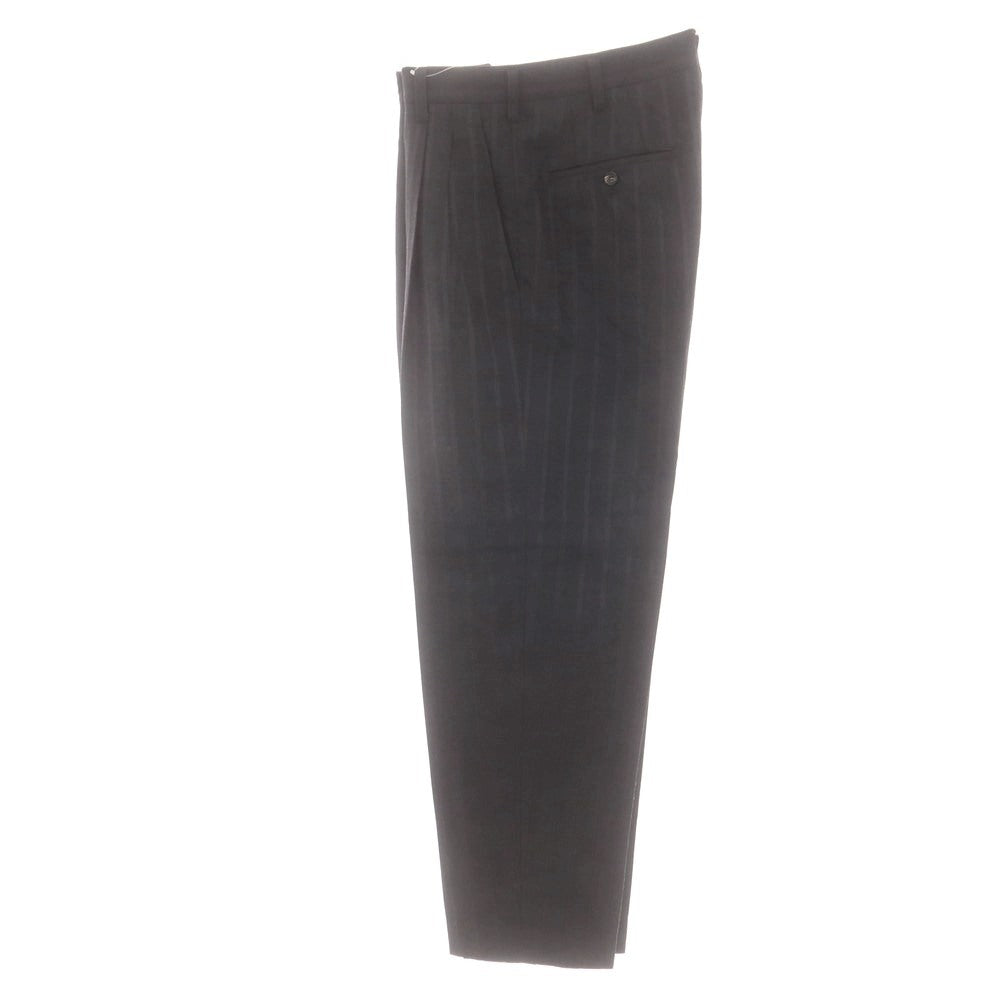 【中古】ヨウジヤマモトプールオム Yohji Yamamoto POUR HOMME ウールシルク ストライプ ドレススラックスパンツ チャコール【サイズS】【 状態ランクB 】【 メンズ 】 [CPD]