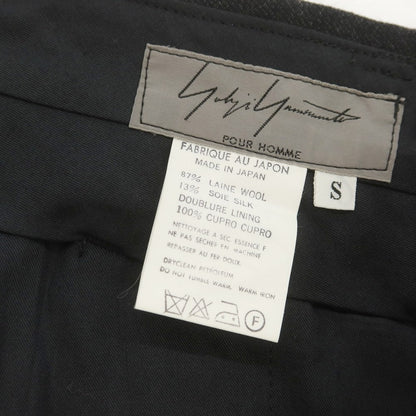 【中古】ヨウジヤマモトプールオム Yohji Yamamoto POUR HOMME ウールシルク ストライプ ドレススラックスパンツ チャコール【 S 】【 状態ランクB 】【 メンズ 】