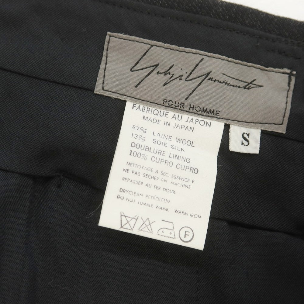 【中古】ヨウジヤマモトプールオム Yohji Yamamoto POUR HOMME ウールシルク ストライプ ドレススラックスパンツ チャコール【サイズS】【 状態ランクB 】【 メンズ 】 [CPD]