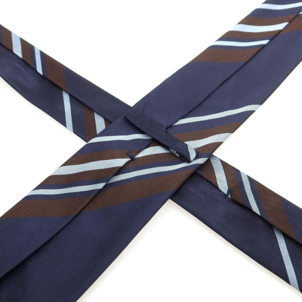 【中古】タイユアタイ TIE YOUR TIE セッテピエゲ シルク ストライプ柄ネクタイ ネイビーxダークブラウン【 状態ランクB 】【 メンズ 】