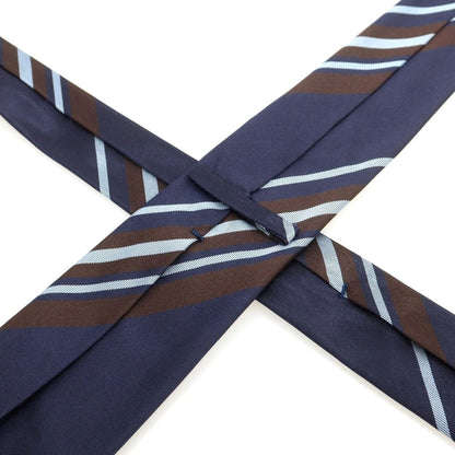 【中古】タイユアタイ TIE YOUR TIE セッテピエゲ シルク ストライプ柄ネクタイ ネイビーxダークブラウン【 状態ランクB 】【 メンズ 】