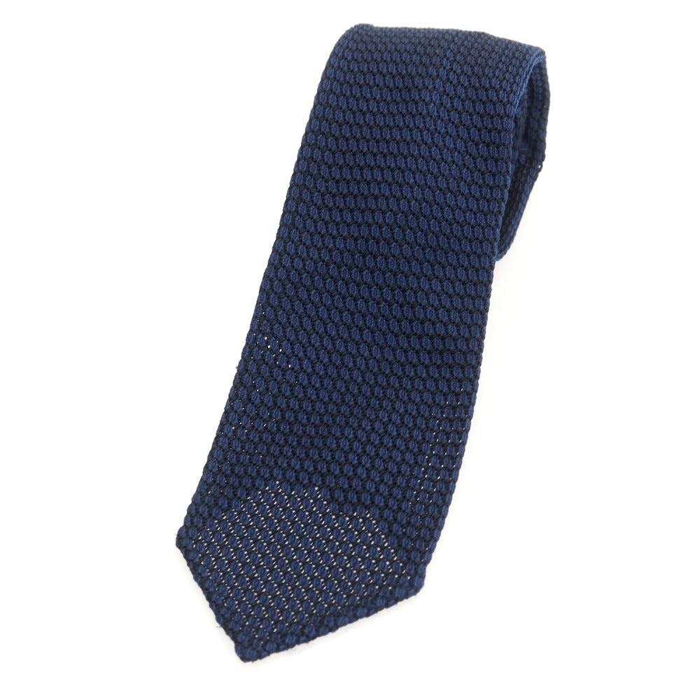 【中古】タイユアタイ TIE YOUR TIE × KUSKA セッテピエゲ シルク 無地ネクタイ ネイビー【 状態ランクB 】【 メンズ 】