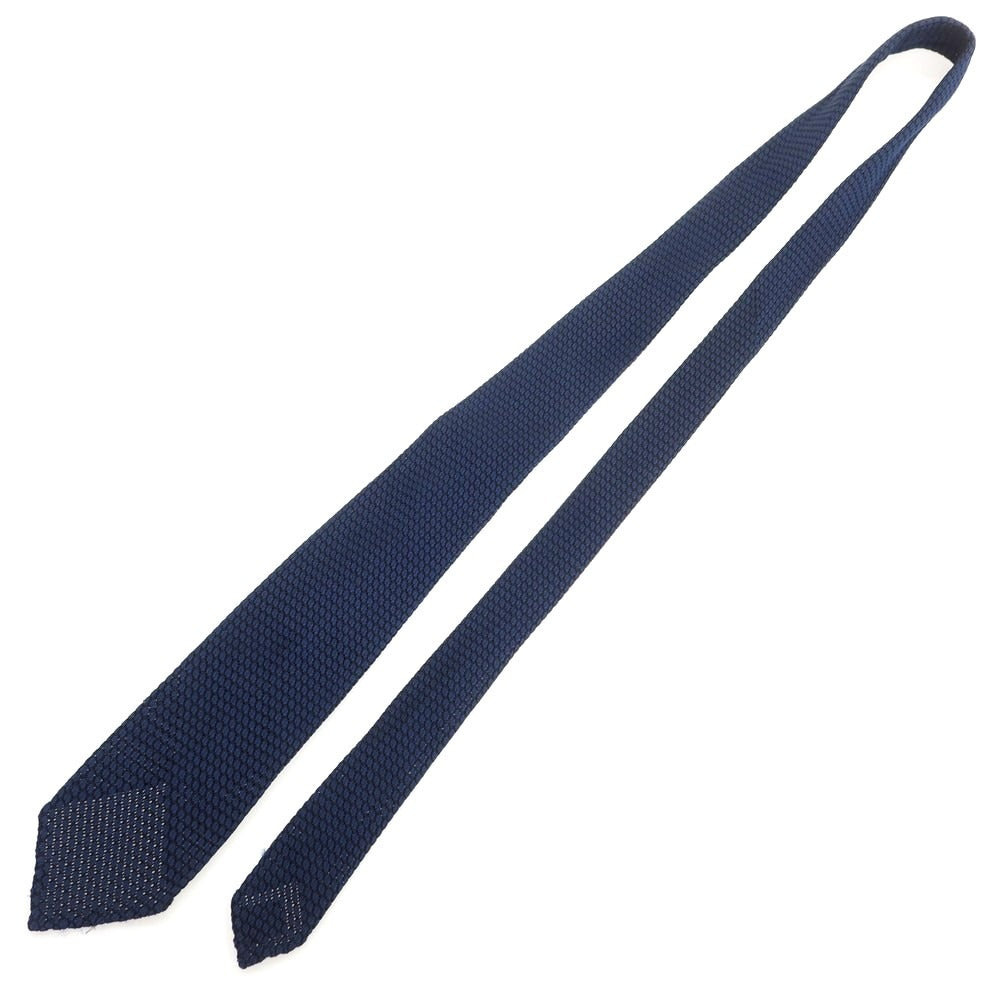 【中古】タイユアタイ TIE YOUR TIE × KUSKA セッテピエゲ シルク 無地ネクタイ ネイビー【 状態ランクB 】【 メンズ 】