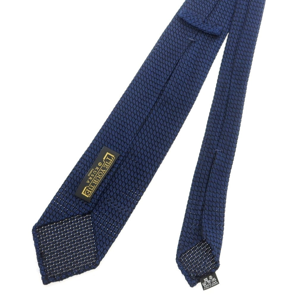 【中古】タイユアタイ TIE YOUR TIE × KUSKA セッテピエゲ シルク 無地ネクタイ ネイビー【 状態ランクB 】【 メンズ 】