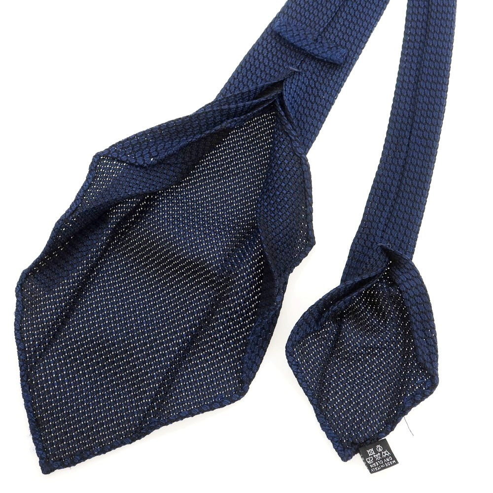 【中古】タイユアタイ TIE YOUR TIE × KUSKA セッテピエゲ シルク 無地ネクタイ ネイビー【 状態ランクB 】【 メンズ 】