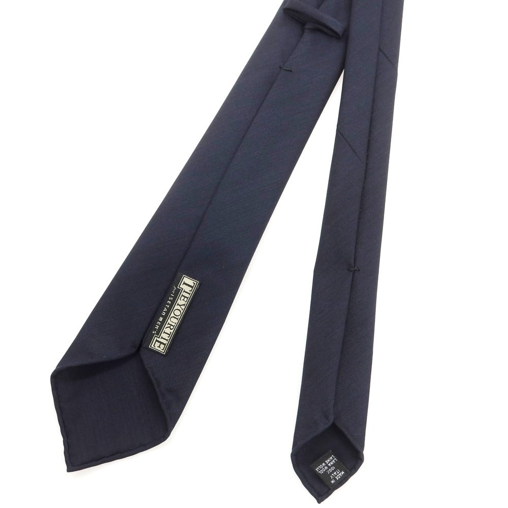 【中古】タイユアタイ TIE YOUR TIE ISETAN men’s別注 セッテピエゲ ウール 無地ネクタイ ネイビー【 状態ランクC 】【 メンズ 】