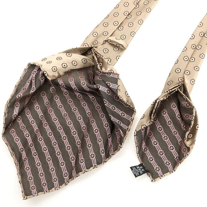 【中古】タイユアタイ TIE YOUR TIE セッテピエゲ シルク 花小紋柄ネクタイ ベージュ【 状態ランクB 】【 メンズ 】