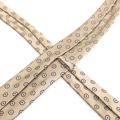 【中古】タイユアタイ TIE YOUR TIE セッテピエゲ シルク 花小紋柄ネクタイ ベージュ【 状態ランクB 】【 メンズ 】