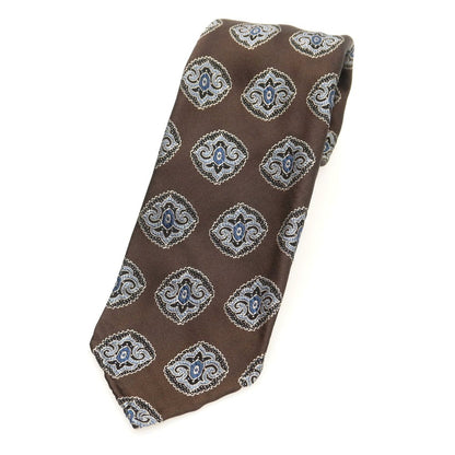 【中古】タイユアタイ TIE YOUR TIE セッテピエゲ シルク 小紋柄ネクタイ ブラウン【 状態ランクB 】【 メンズ 】