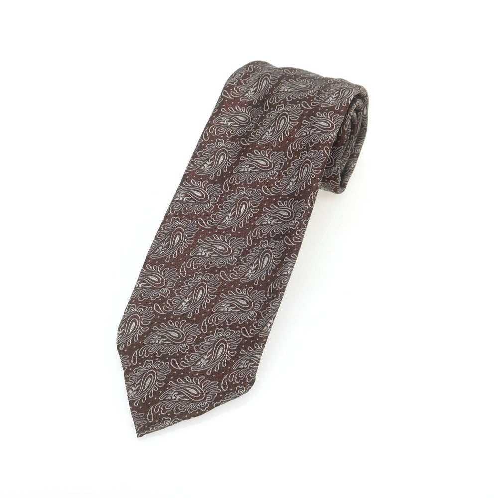 【中古】タイユアタイ TIE YOUR TIE セッテピエゲ シルク ペイズリー柄ネクタイ ブラウン【 状態ランクB 】【 メンズ 】