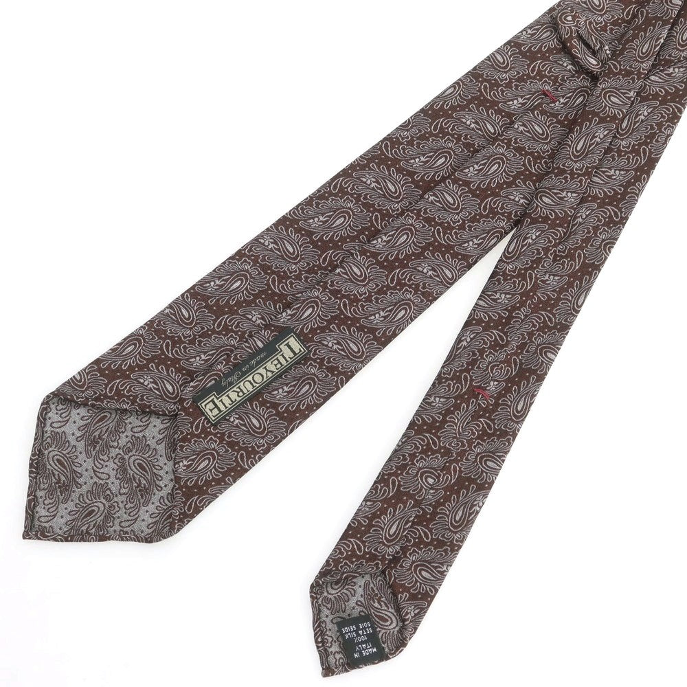 【中古】タイユアタイ TIE YOUR TIE セッテピエゲ シルク ペイズリー柄ネクタイ ブラウン【 状態ランクB 】【 メンズ 】
