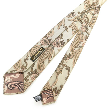 【中古】タイユアタイ TIE YOUR TIE セッテピエゲ シルク ペイズリー柄ネクタイ ベージュ【 状態ランクB 】【 メンズ 】