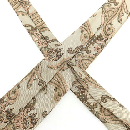 【中古】タイユアタイ TIE YOUR TIE セッテピエゲ シルク ペイズリー柄ネクタイ ベージュ【 状態ランクB 】【 メンズ 】