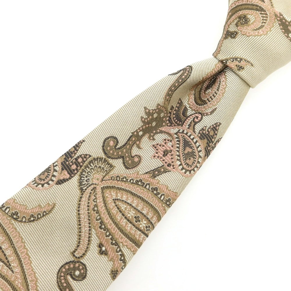 【中古】タイユアタイ TIE YOUR TIE セッテピエゲ シルク ペイズリー柄ネクタイ ベージュ【 状態ランクB 】【 メンズ 】