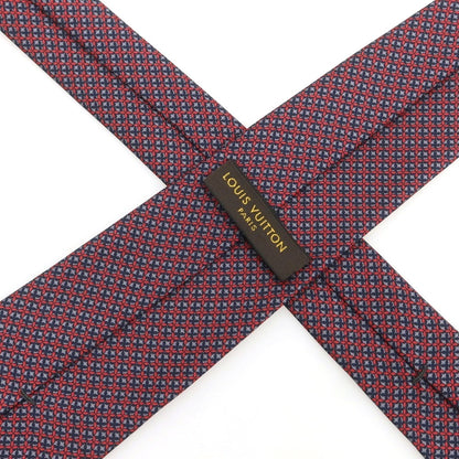 【中古】ルイ ヴィトン LOUIS VUITTON シルク プリント チェック柄ネクタイ レッドxグレー【 状態ランクA 】【 メンズ 】