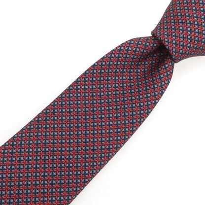 【中古】ルイ ヴィトン LOUIS VUITTON シルク プリント チェック柄ネクタイ レッドxグレー【 状態ランクA 】【 メンズ 】