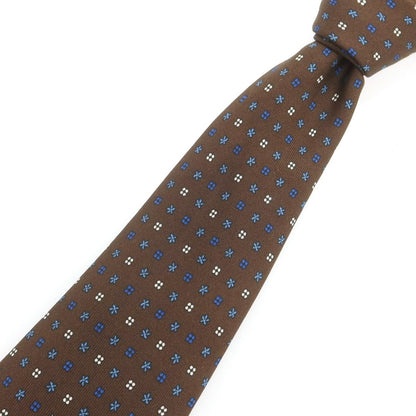 【中古】マリネッラ E.MARINELLA クワトロピエゲ シルク プリント 小紋柄ネクタイ ブラウンxブルー【 状態ランクB 】【 メンズ 】