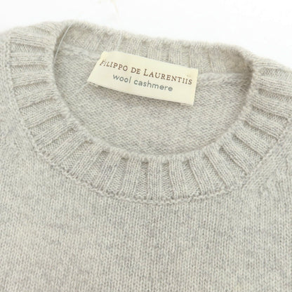 【中古】フィリッポ デ ローレンティス FILIPPO DE LAURENTIIS ウールカシミヤ クルーネック プルオーバーニット ライトグレー【 44 】【 状態ランクB 】【 メンズ 】