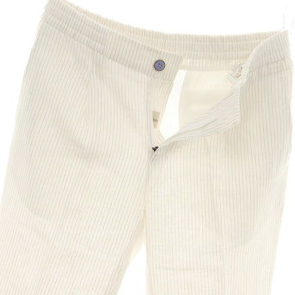 【中古】バルバッティ Barbuti リネンレーヨン ピンストライプ プリント イージースラックスパンツ ホワイトxブラウン【 46 】【 状態ランクA 】【 メンズ 】