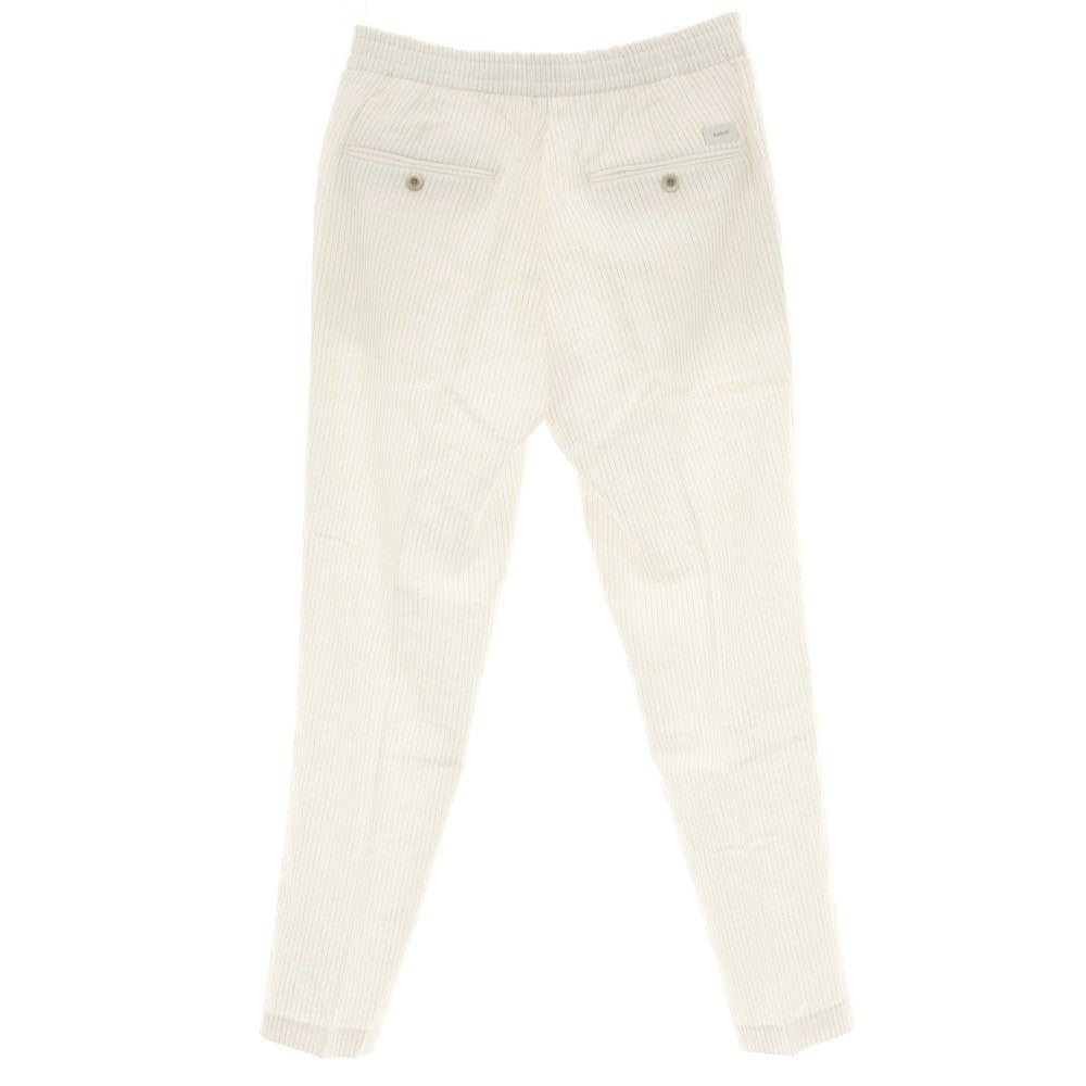 【中古】バルバッティ Barbuti リネンレーヨン ピンストライプ プリント イージースラックスパンツ ホワイトxブラウン【 46 】【 状態ランクA 】【 メンズ 】