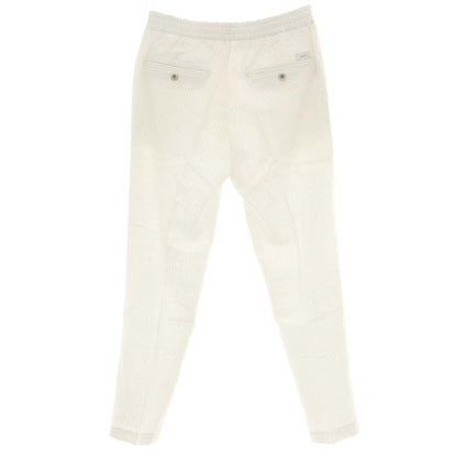 【中古】バルバッティ Barbuti リネンレーヨン ピンストライプ プリント イージースラックスパンツ ホワイトxブラウン【 46 】【 状態ランクA 】【 メンズ 】