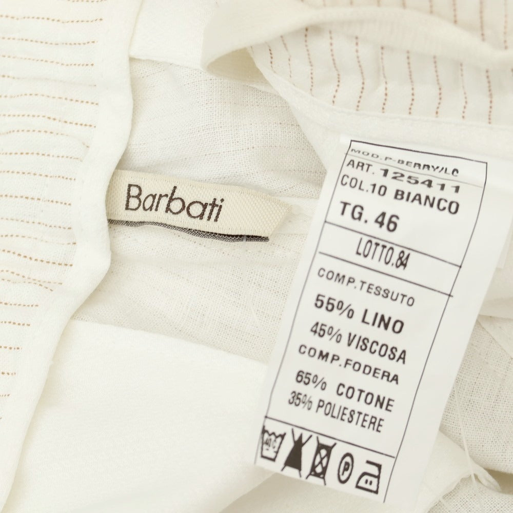 【中古】バルバッティ Barbuti リネンレーヨン ピンストライプ プリント イージースラックスパンツ ホワイトxブラウン【 46 】【 状態ランクA 】【 メンズ 】